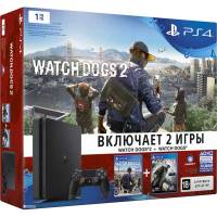 Sony PlayStation 4 Slim 1 ТБ + Watch Dogs + Watch Dogs 2