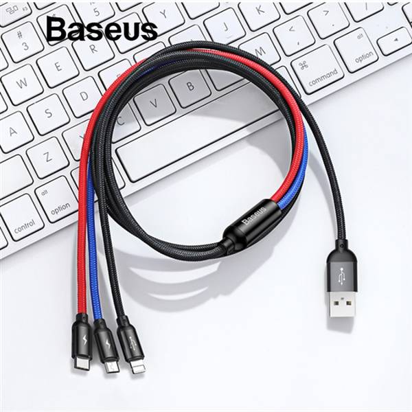 USB кабель Baseus Three Primary Colors 3-in-1 Cable (CAMLT-BSY0) 