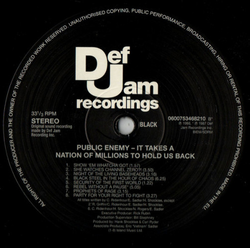 Виниловая пластинка PUBLIC ENEMY "It Takes A Nation Of Millions To Hold Us Back" (LP)