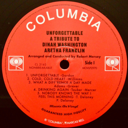 Виниловая пластинка ARETHA FRANKLIN "Unforgettable (A Tribute To Dinah Washington)" (LP) 