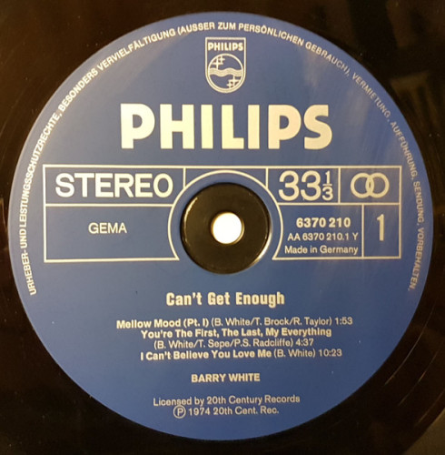 Виниловая пластинка BARRY WHITE "Can`t Get Enough" (VG/VG LP) 