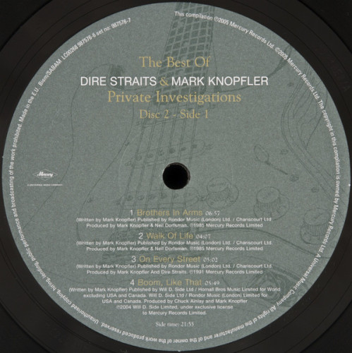 Виниловая пластинка DIRE STRAITS & MARK KNOPFLER ‎"Private Investigations (The Best Of)" (2LP) 