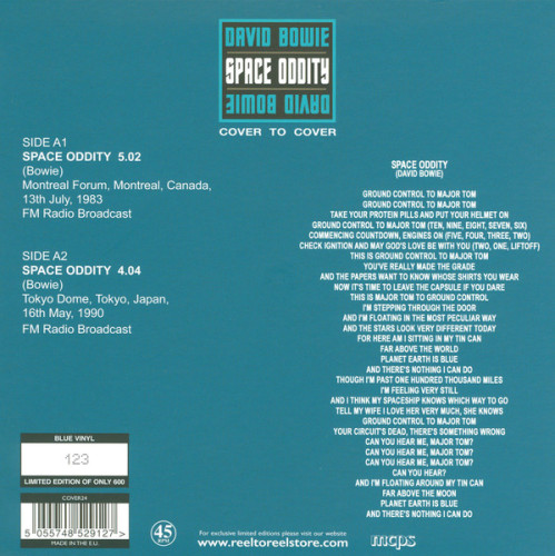 Виниловая пластинка DAVID BOWIE "Space Oddity" (BLUE 7")