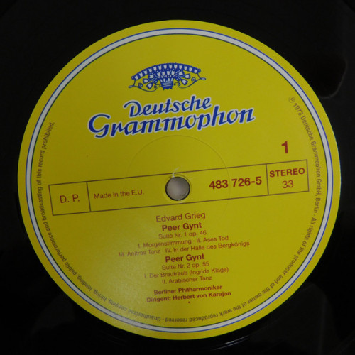 Виниловая пластинка EDVARD GRIEG / HERBERT VON KARAJAN "Peer Gynt-Suiten 1 & 2 / Sigurd Jorsalfar" (LP)