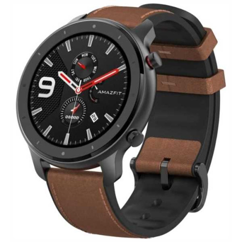Часы Amazfit GTR 47mm aluminium case, leather strap 