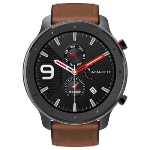 Часы Amazfit GTR 47mm aluminium case, leather strap 