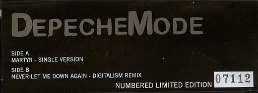 Пластинка DEPECHE MODE "Martyr" (MUTE BONG39 PICTURE LP)