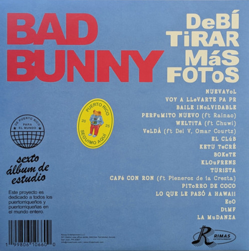 Виниловая пластинка BAD BUNNY "Debí Tirar Más Fotos" (WHITE 2LP) 