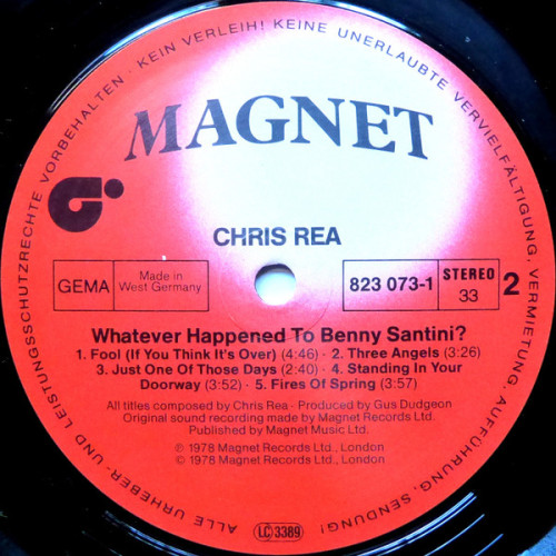 Виниловая пластинка CHRIS REA " Whatever Happened To Benny Santini?" (VG+/VG+ LP)