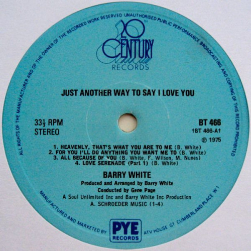 Виниловая пластинка BARRY WHITE "Just Another Way To Say I Love You" (LP) 