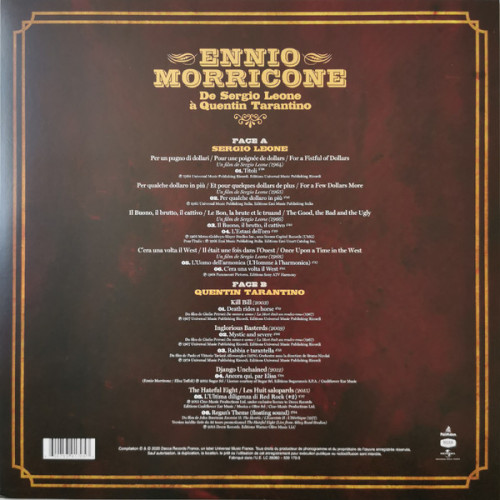Виниловая пластинка ENNIO MORRICONE "Ennio Morricone De Sergio Leone A Quentin Tarantino" (LP)