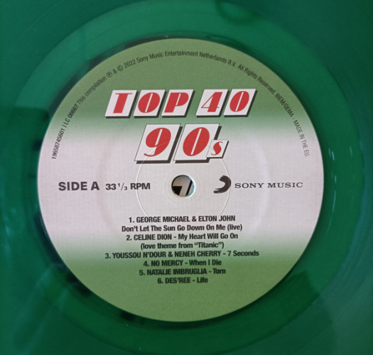 Виниловая пластинка VARIOUS ARTISTS "Top 40 90s" (GREEN LP) 