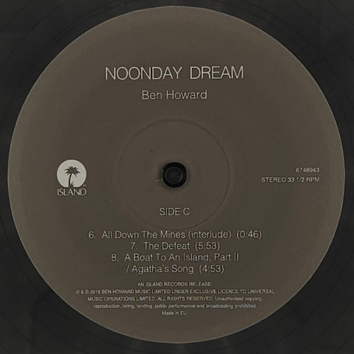 Виниловая пластинка BEN HOWARD "Noonday Dream" (2LP) 