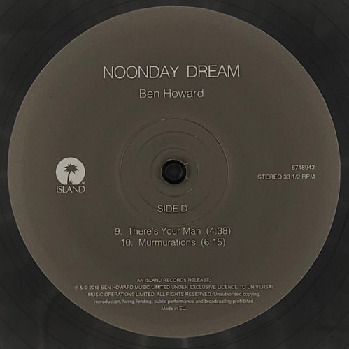 Виниловая пластинка BEN HOWARD "Noonday Dream" (2LP) 