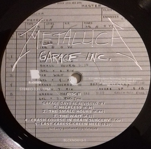 Виниловая пластинка METALLICA "Garage Inc." (USA 3LP)