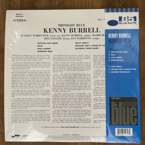 Виниловая пластинка KENNY BURRELL "Midnight Blue" (BLUE LP) 
