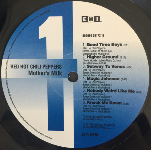 Виниловая пластинка RED HOT CHILI PEPPERS "Mothers Milk" (LP) 