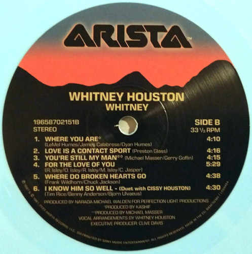 Виниловая пластинка WHITNEY HOUSTON "Whitney" (BLUE LP) 