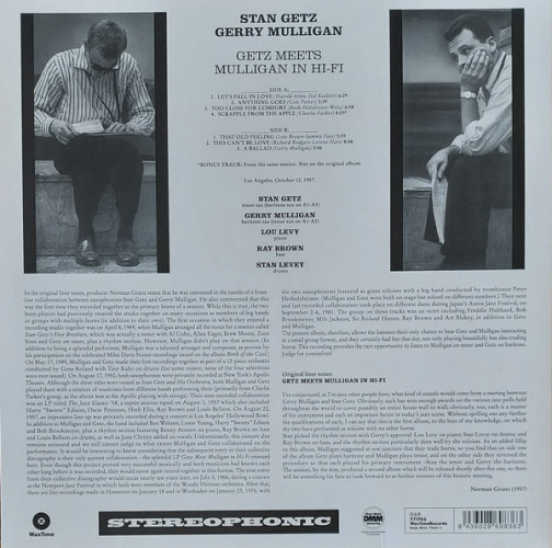 Виниловая пластинка STAN GETZ, GERRY MULLIGAN "Getz Meets Mulligan In Hi-Fi" (LP)