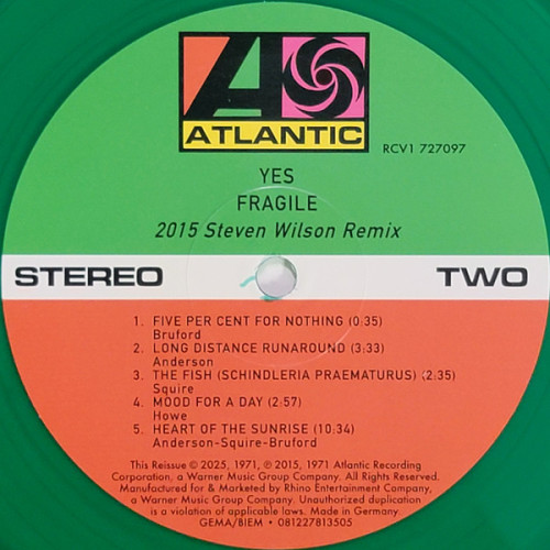 Виниловая пластинка YES "Fragile" (GREEN LP)
