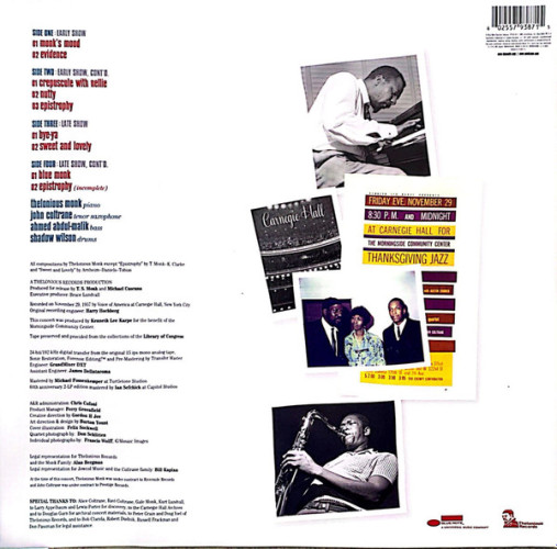 Виниловая пластинка THELONIOUS MONK AND JOHN COLTRANE "At Carnegie Hall" (LP) 