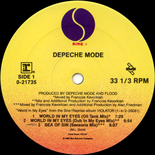 Виниловая пластинка DEPECHE MODE "World In My Eyes / Happiest Girl / Sea Of Sin" (SIRE VG+ LP) 