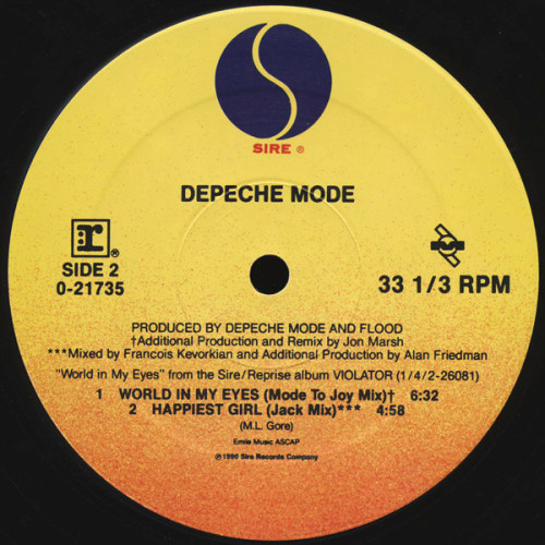 Виниловая пластинка DEPECHE MODE "World In My Eyes / Happiest Girl / Sea Of Sin" (SIRE VG+ LP) 