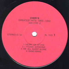 CHER "Cher`s Greatest Hits 1965-1992. Volume 2" (NOTONLABEL NM LP)