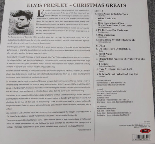 Виниловая пластинка ELVIS PRESLEY "Christmas Greats" (NOTLP302 LP)