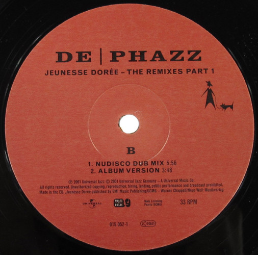 Виниловая пластинка DE-PHAZZ "Jeunesse Doree - The Remixes Part 1" (VG/VG LP)
