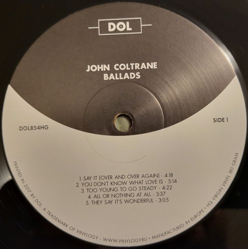 Виниловая пластинка JOHN COLTRANE QUARTET "Ballads" (GATEFOLD LP) 