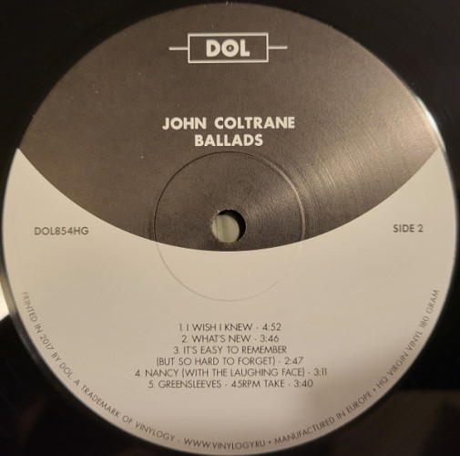 Виниловая пластинка JOHN COLTRANE QUARTET "Ballads" (GATEFOLD LP) 