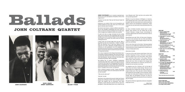 Виниловая пластинка JOHN COLTRANE QUARTET "Ballads" (GATEFOLD LP) 