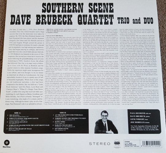 Виниловая пластинка DAVE BRUBECK QUARTET "Southern Scene" (LP) 