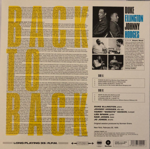 Виниловая пластинка DUKE ELLINGTON AND JOHN HODGES "Back To Back" (LP)