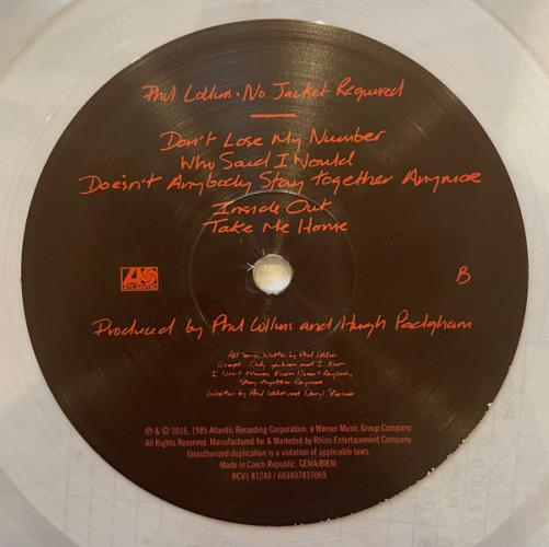 Виниловая пластинка PHIL COLLINS "No Jacket Required" (CLEAR LP) 