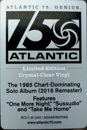 Виниловая пластинка PHIL COLLINS "No Jacket Required" (CLEAR LP) 