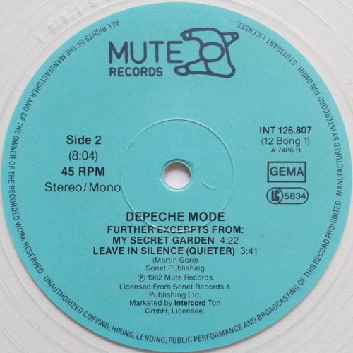 Виниловая пластинка DEPECHE MODE "Leave In Silence" (NM CLEAR INT 126.807 LP)