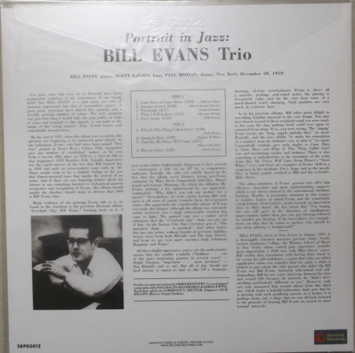Виниловая пластинка BILL EVANS TRIO "Portrait In Jazz" (LP) 
