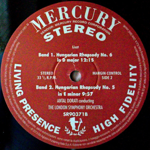 Виниловая пластинка LISZT "Hungarian Rhapsodies Nos.1, 4, 5 And 6" (LP) 