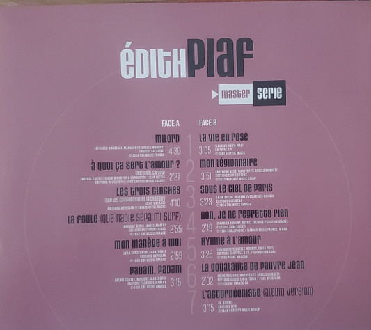 Виниловая пластинка EDITH PIAF "Master Serie" (LP) 