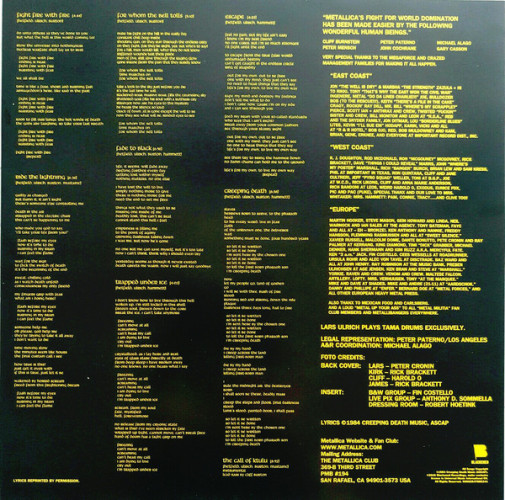 Виниловая пластинка METALLICA "Ride The Lightning" (LP)