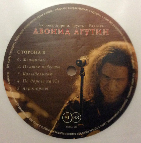 Виниловая пластинка ЛЕОНИД АГУТИН "Любовь. Дорога. Грусть и Радость" (WHITE LP)