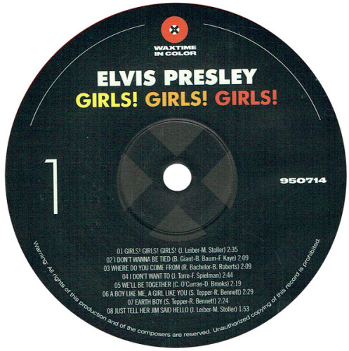 Виниловая пластинка ELVIS PRESLEY "Girls! Girls! Girls!" (RED LP)