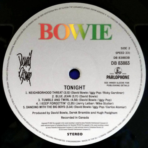 Виниловая пластинка DAVID BOWIE "Tonight" (LP) 