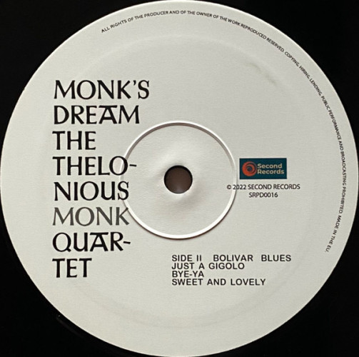 Виниловая пластинка THELONIOUS MONK QUARTET "Monk`s Dream" (SRPD0016 LP)