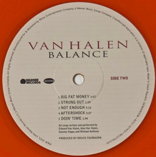 Виниловая пластинка VAN HALEN  "Balance" (ORANGE 2LP) 