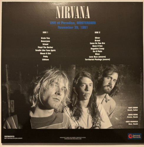 Виниловая пластинка NIRVANA "Live At Paradiso, Amsterdam - November 25, 1991" (GREY LP) 