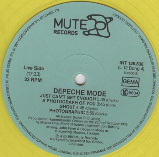 Виниловая пластинка DEPECHE MODE "Love In Itself · 2 And Live Tracks" (NM INT 126.838 YELLOW LP)