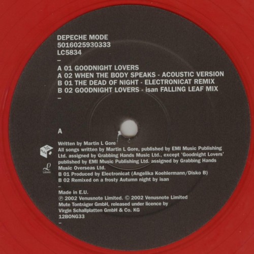 Виниловая пластинка DEPECHE MODE "Goodnight Lovers" (NM 12BONG33 RED LP)